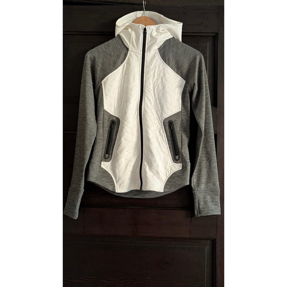 Under Armour ColdGear Fitted Hybrid Hoodie Jacket Gray White Small